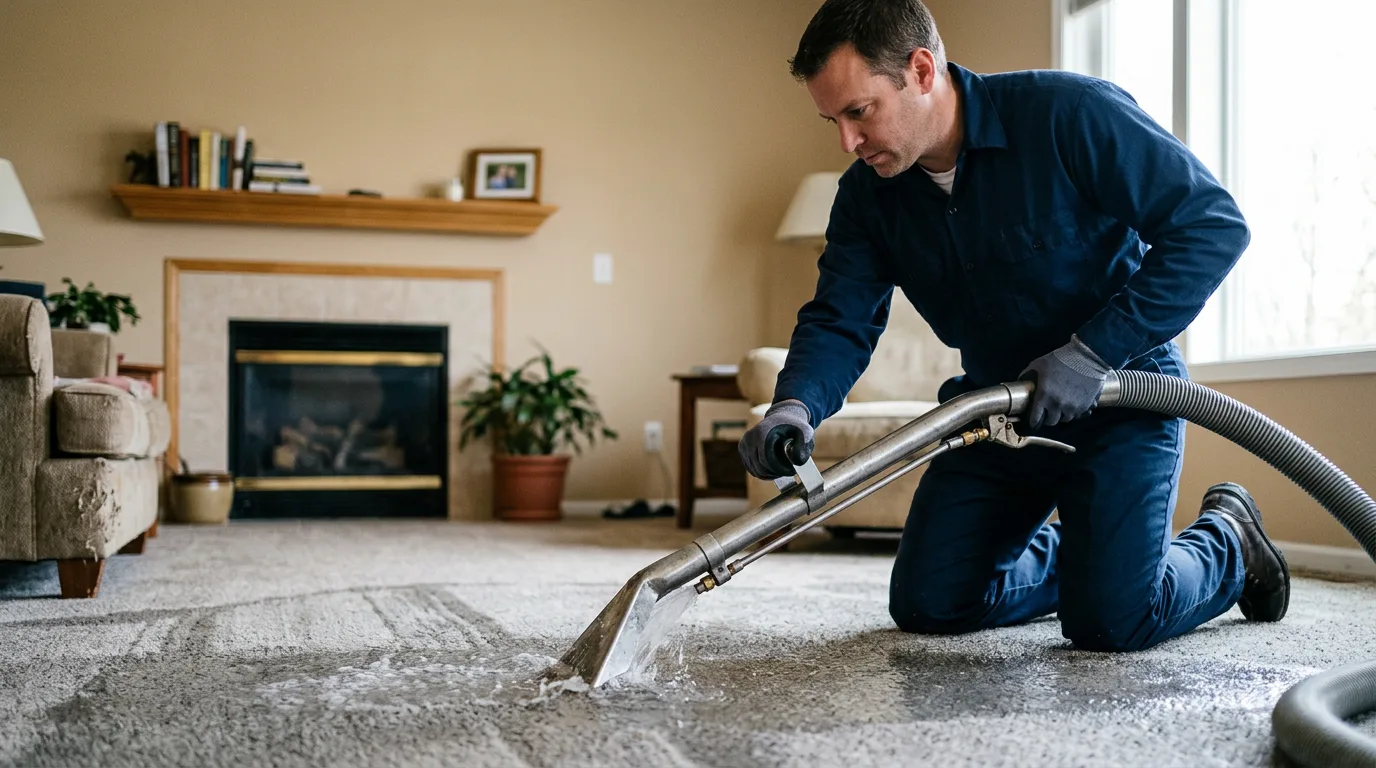 Water damage restoration technician working near Benedict, MD